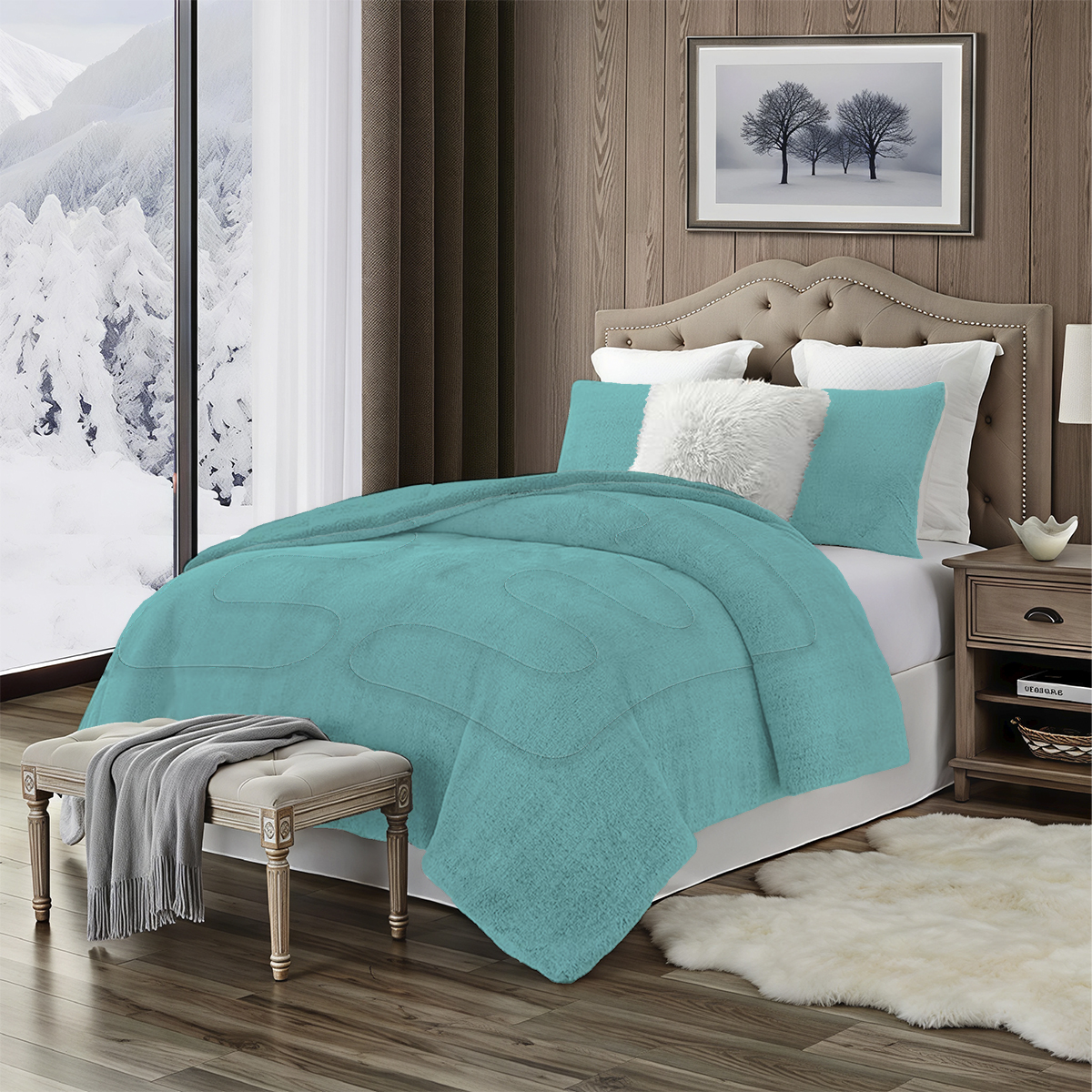 Cobertor Boreal Suede Aqua - Imagen 3