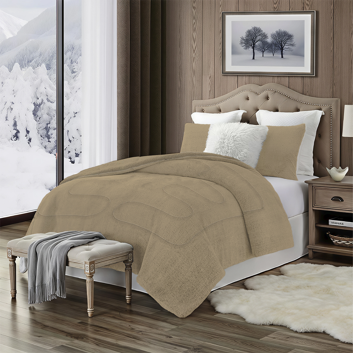 Cobertor Boreal Suede Camel - Imagen 2