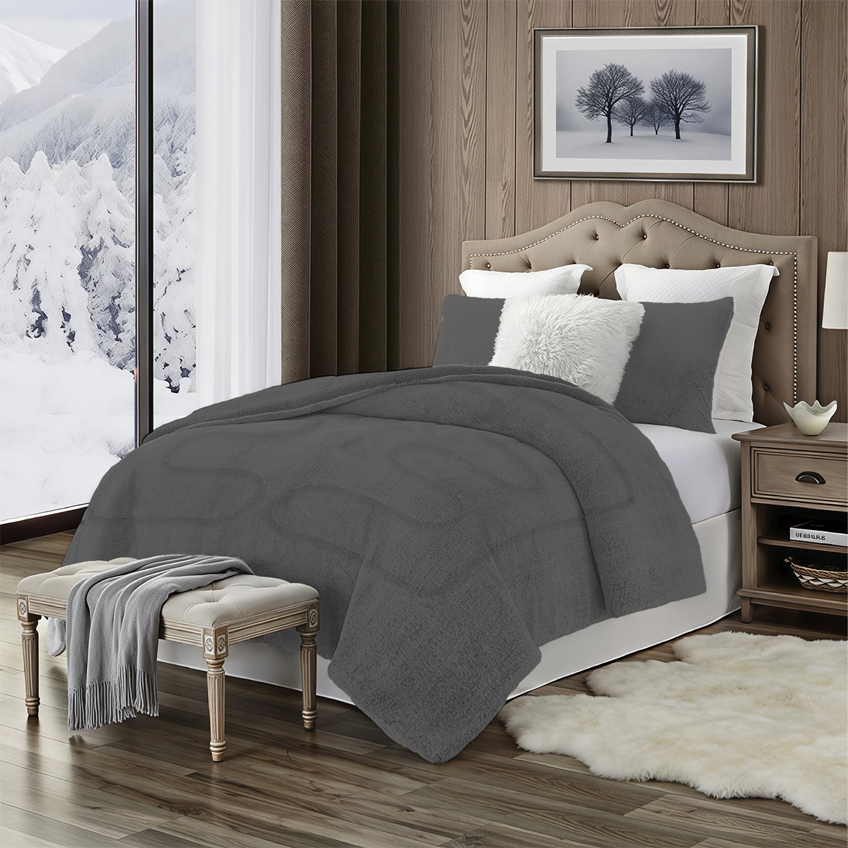 Cobertor Boreal Suede Gris - Imagen 3