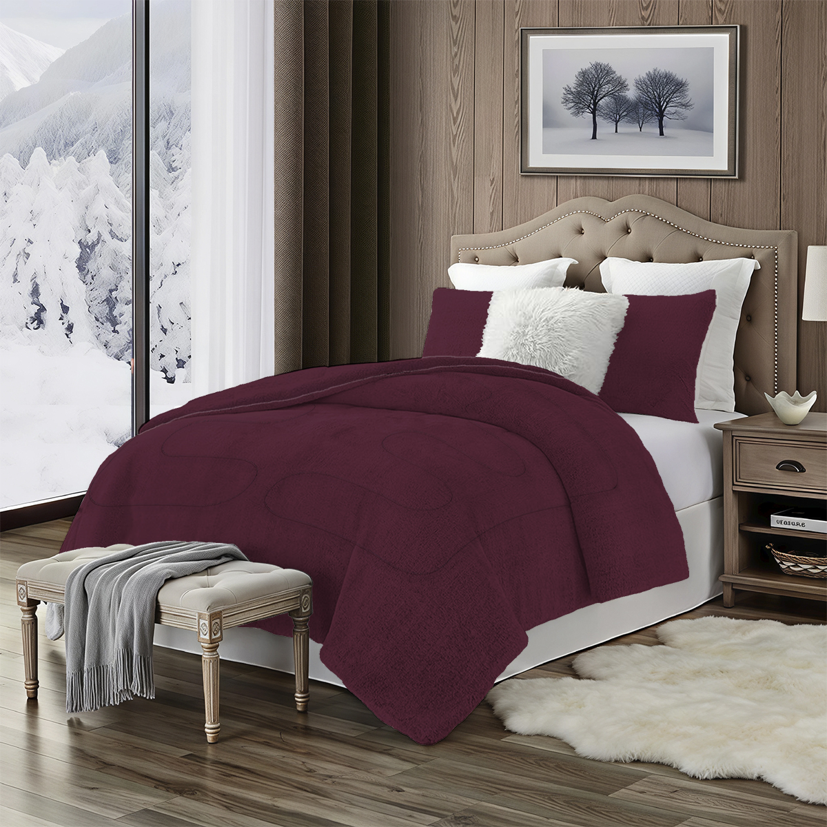 Cobertor Boreal Suede Vino - Imagen 3